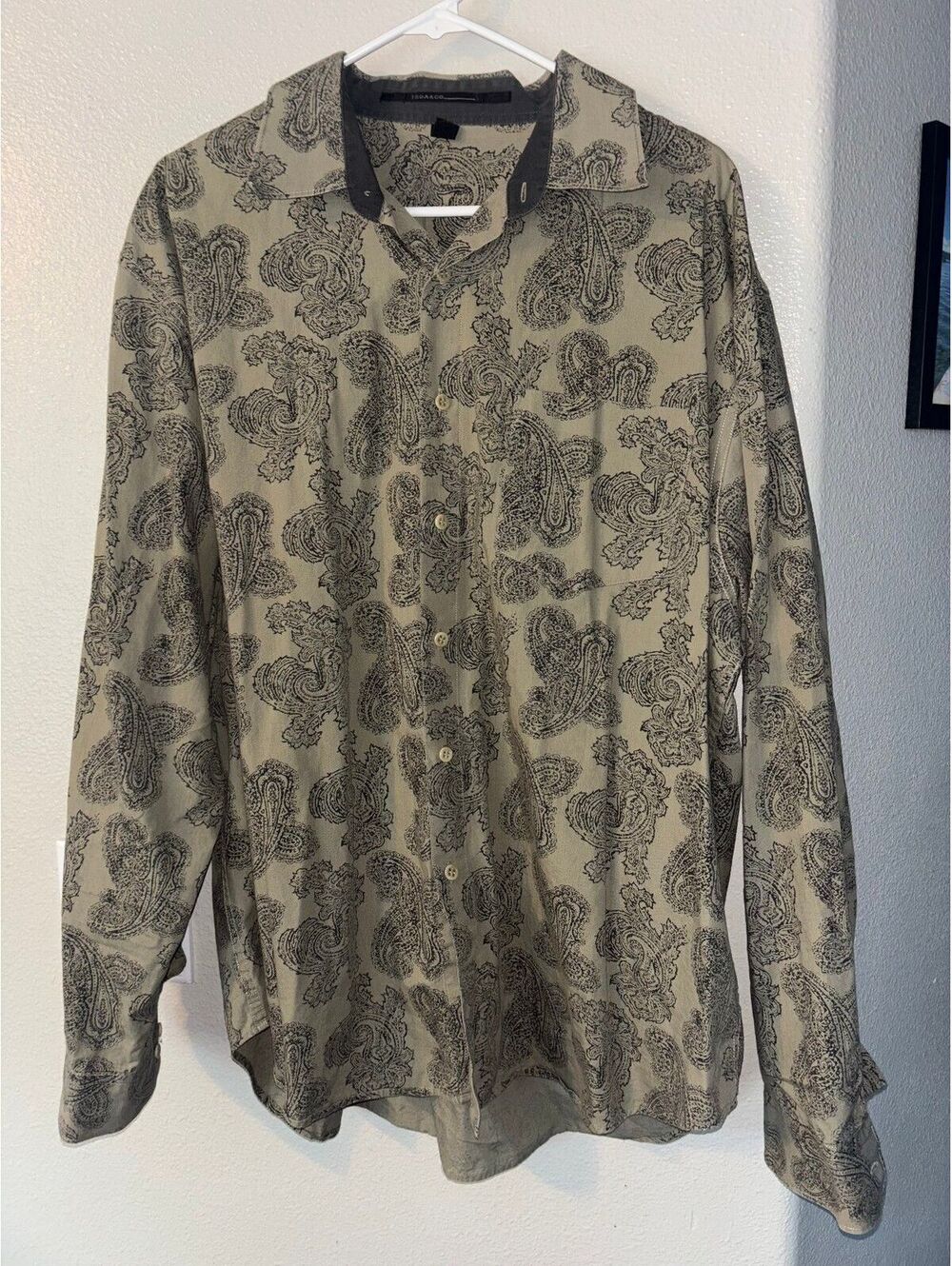 Isda & Co Men's XXL Paisley Button Down 100% Cotton Earthy